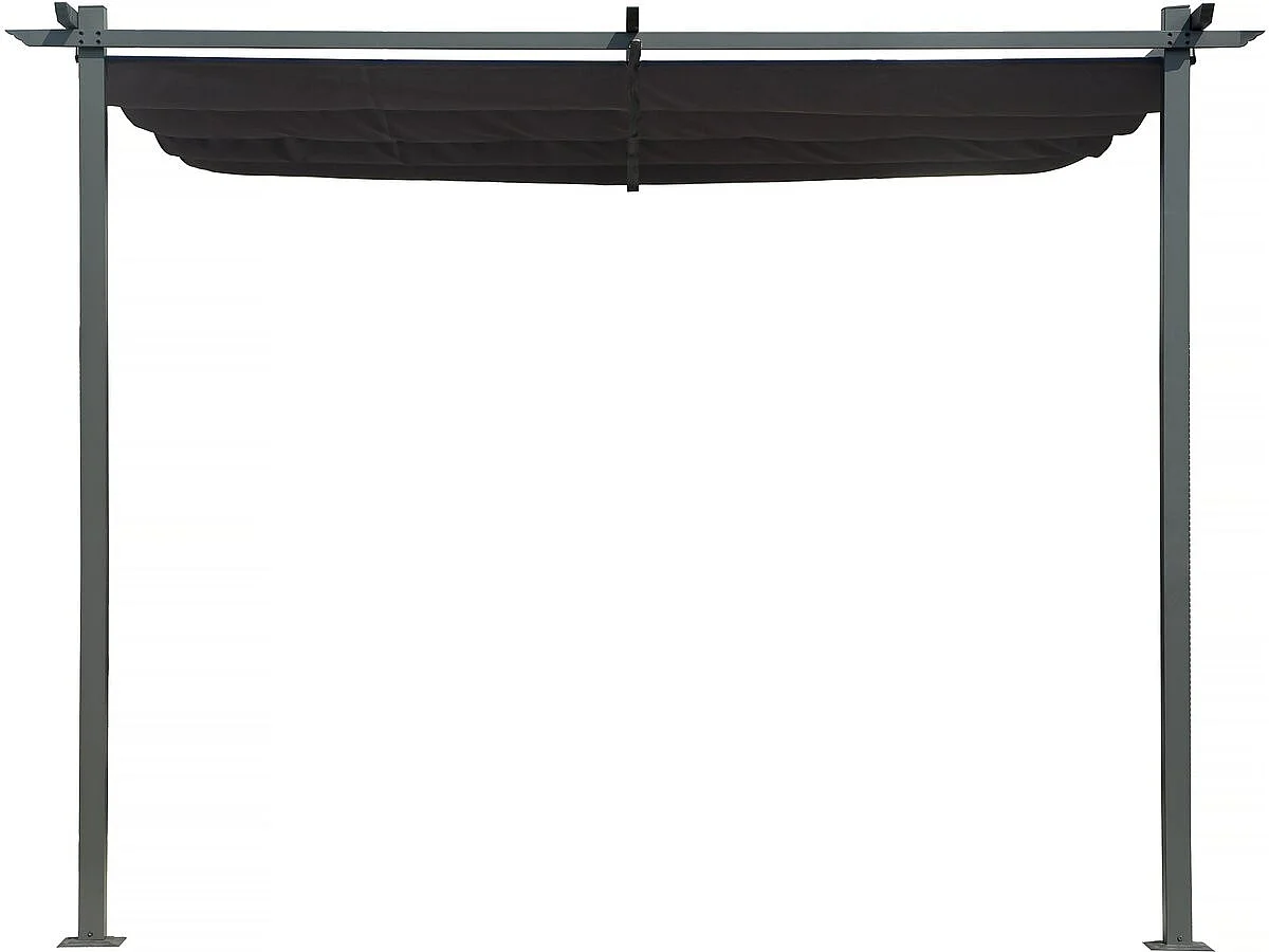 Pergola adossée avec toit rétractable - 3 x 3 m - Gris anthracite
