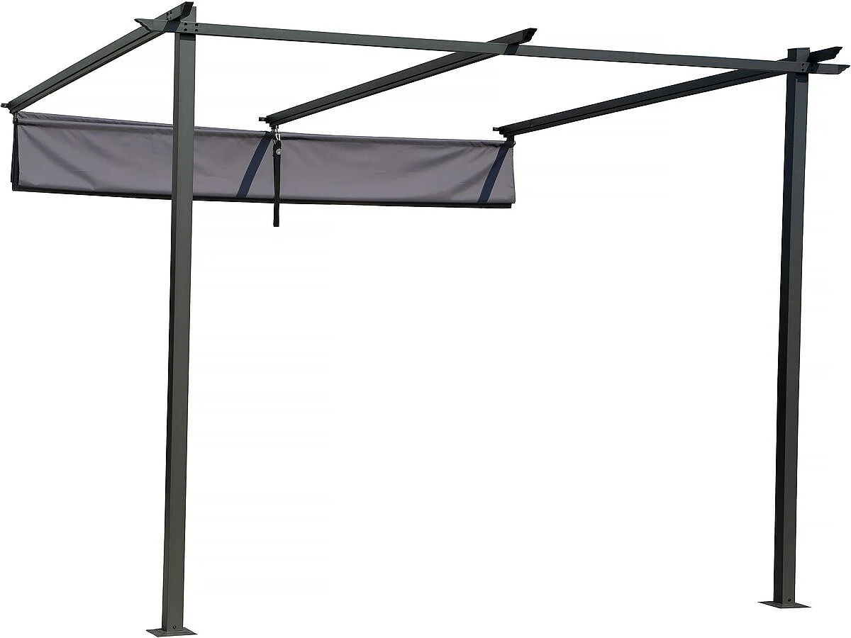 Pergola adossée avec toit rétractable - 3 x 3 m - Gris anthracite