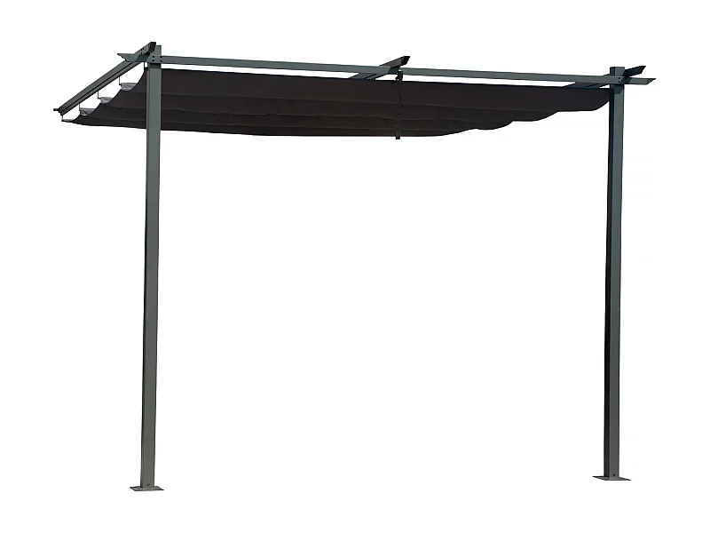 Pergola adossée avec toit rétractable - 3 x 3 m - Gris anthracite