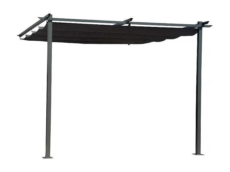 Pergola adossée avec toit rétractable - 3 x 3 m - Gris anthracite