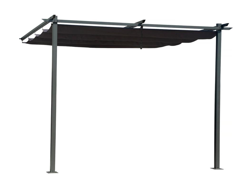 Uitschuifbare antracietgrijze pergola van 3x3m voor een verfijnde en praktische buitenruimte