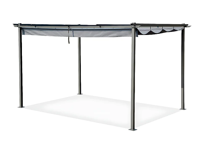 Pergola en métal avec toit rétractable - 3 x 4 m - Gris anthracite