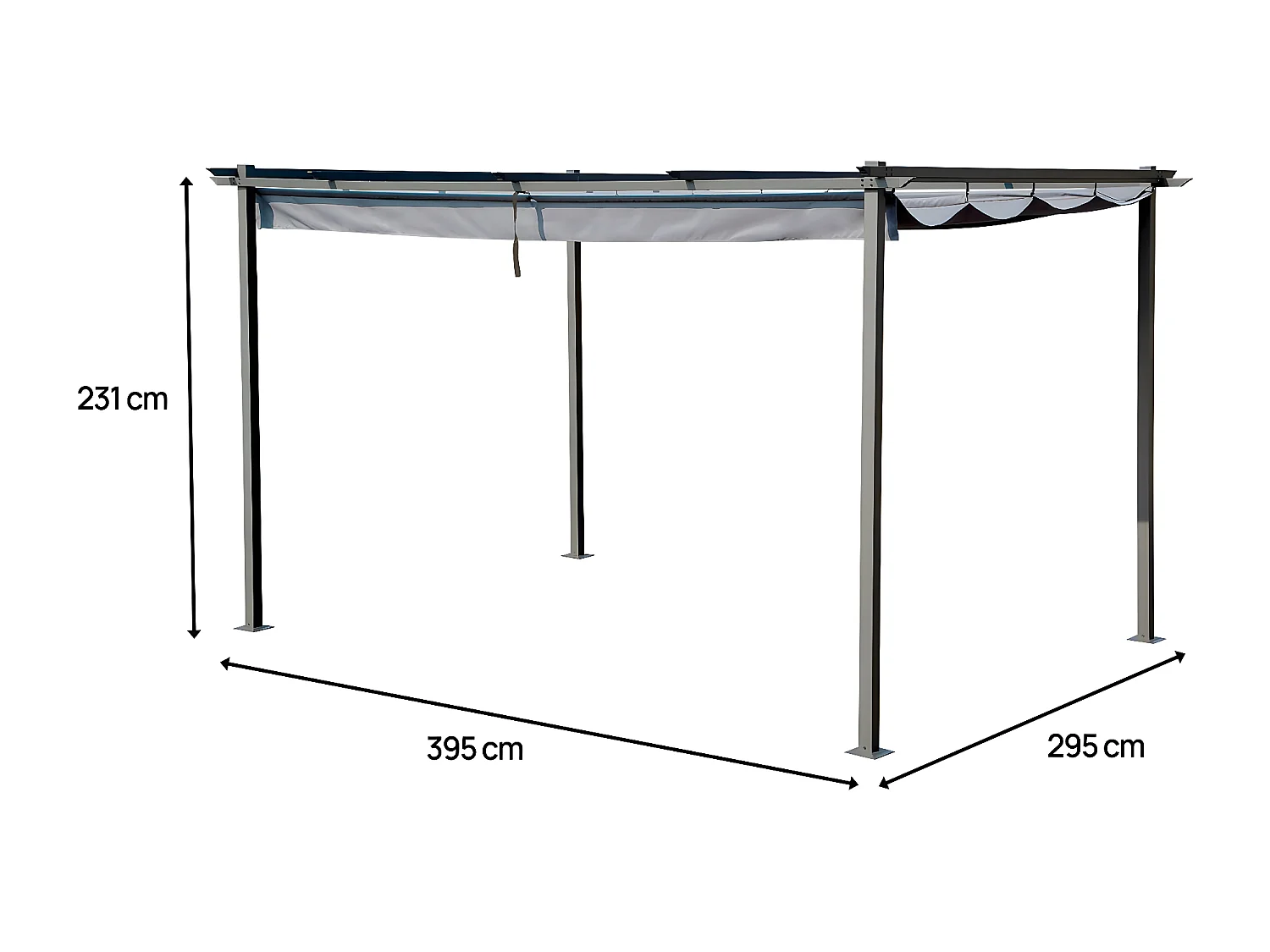 Pergola en métal avec toit rétractable - 3 x 4 m - Gris anthracite