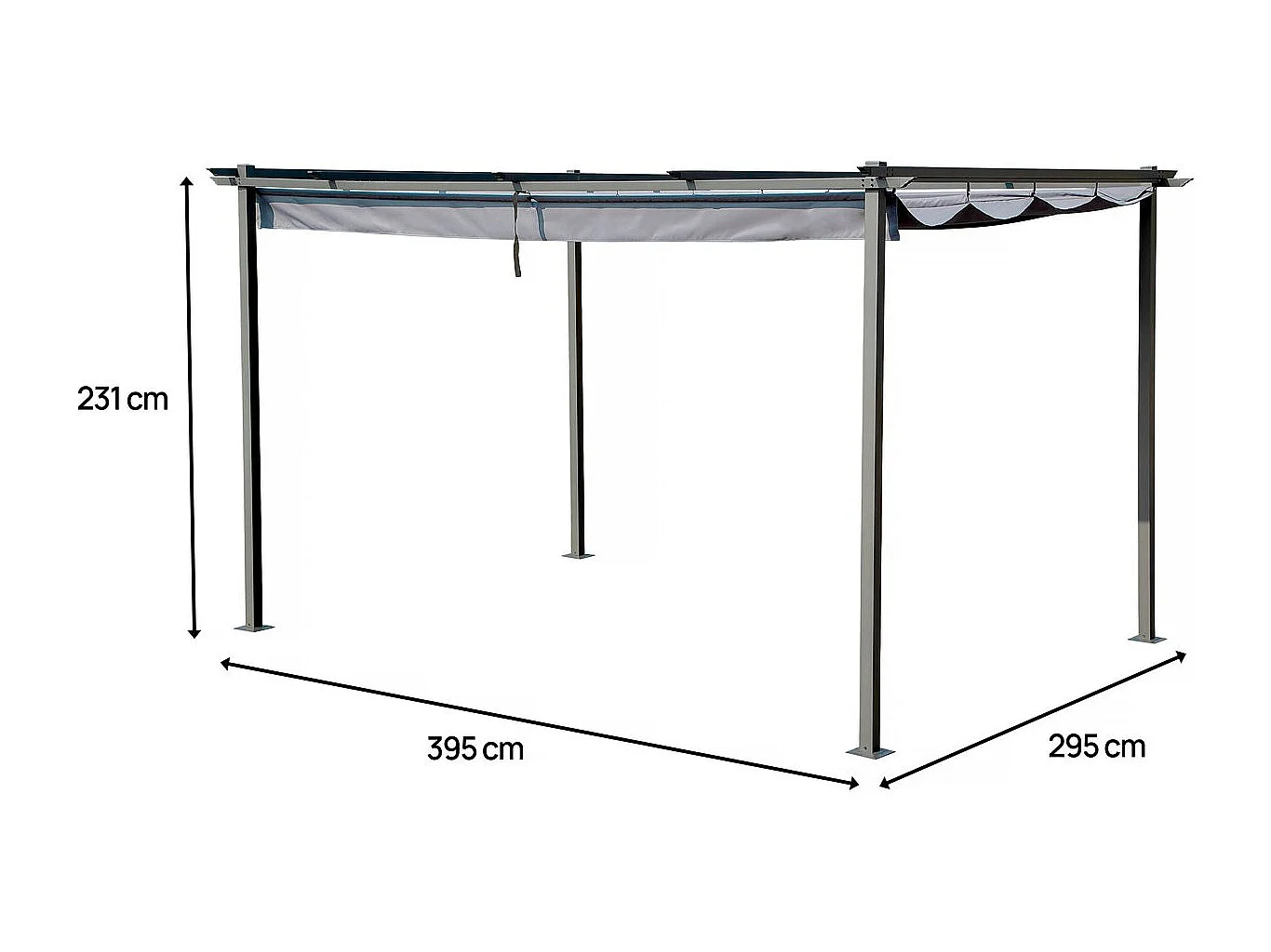 Pergola en métal avec toit rétractable - 3 x 4 m - Gris anthracite