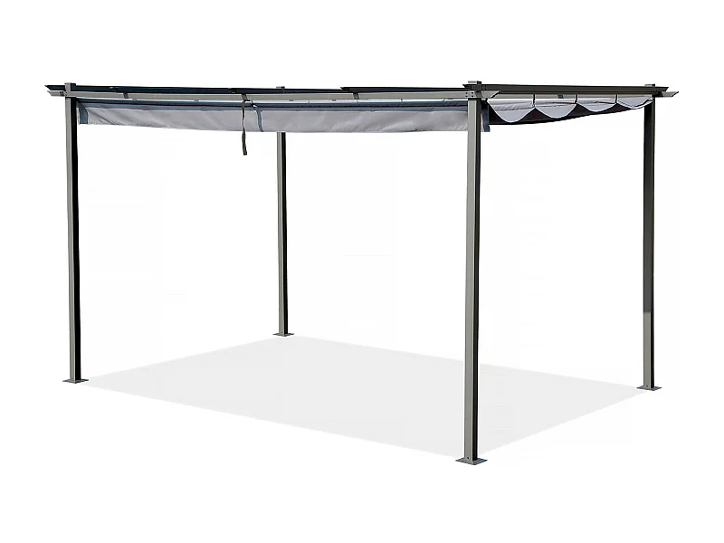 Pergola en métal avec toit rétractable - 3 x 4 m - Gris anthracite
