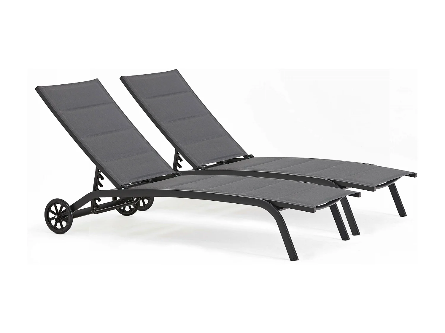 Lot de 2 bains de soleil en aluminium noir - Santa Monica