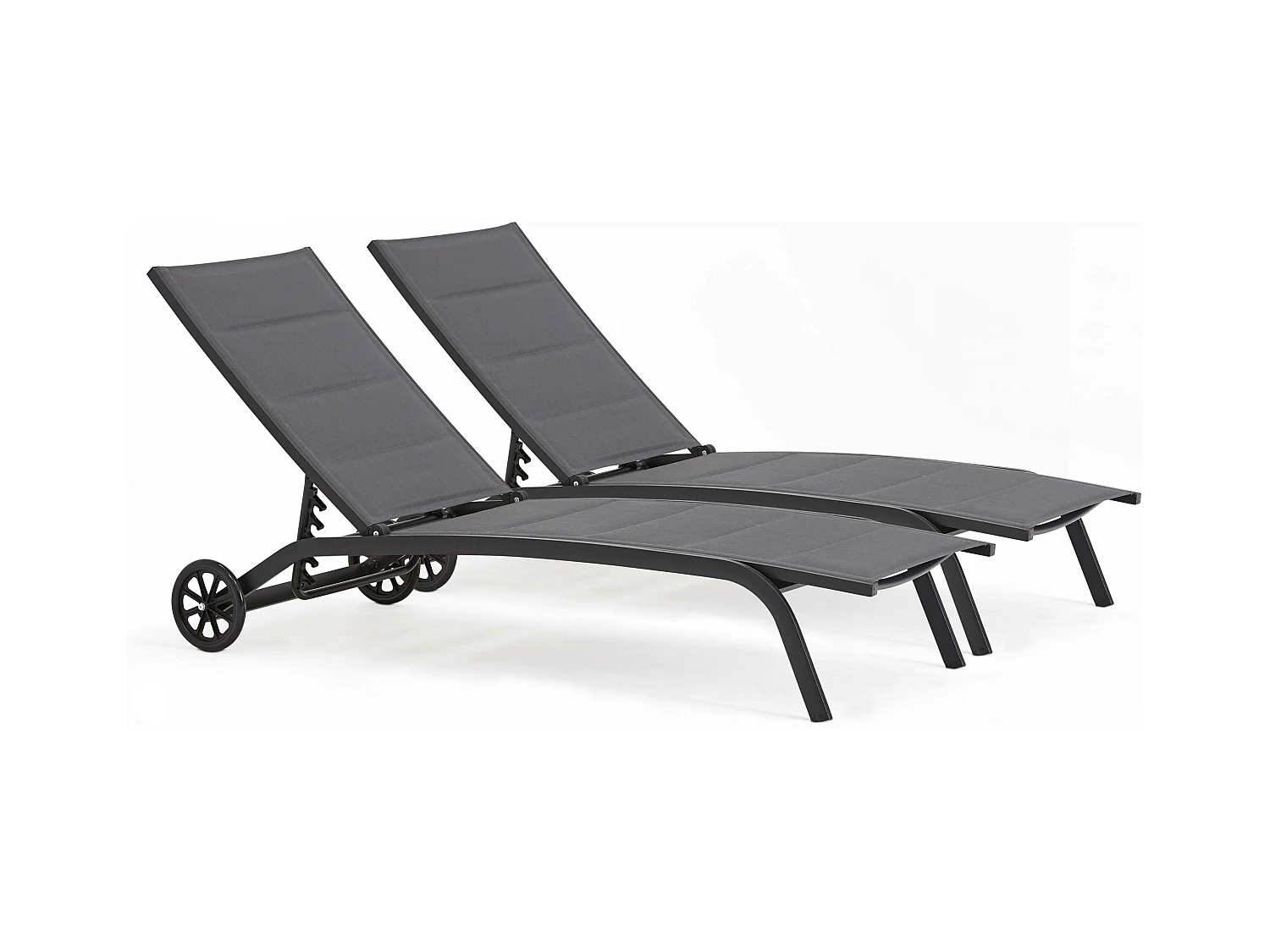 Lot de 2 bains de soleil en aluminium noir - Santa Monica