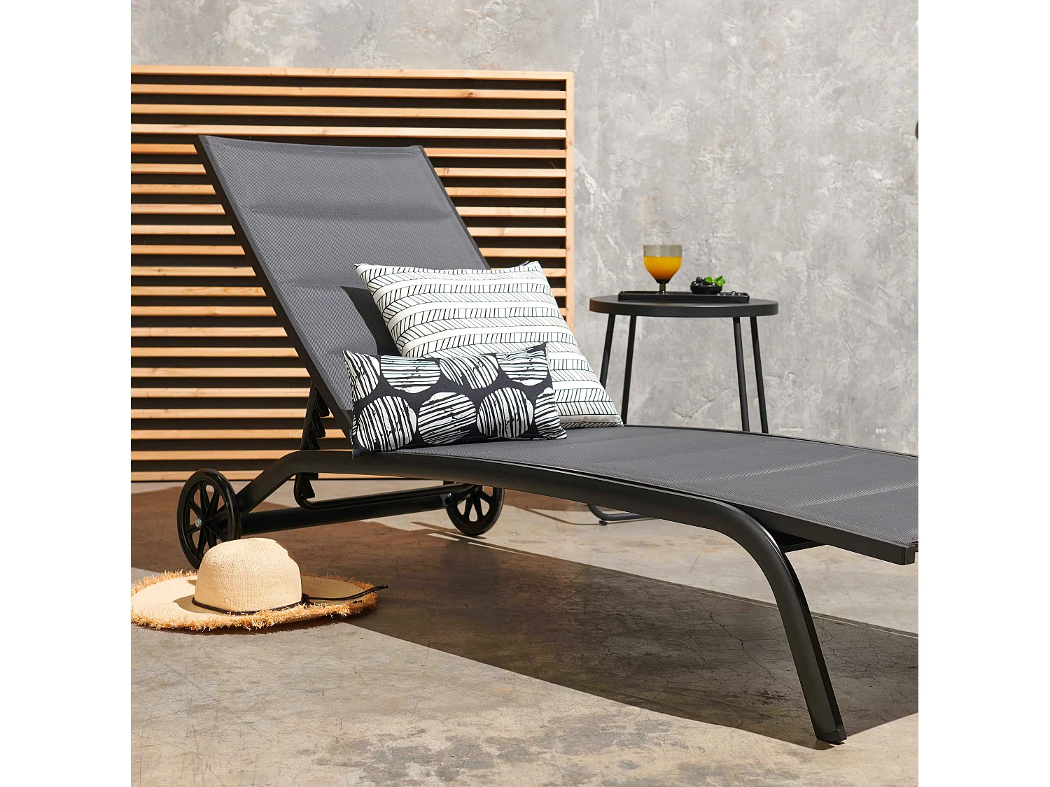 Lot de 2 bains de soleil en aluminium noir - Santa Monica