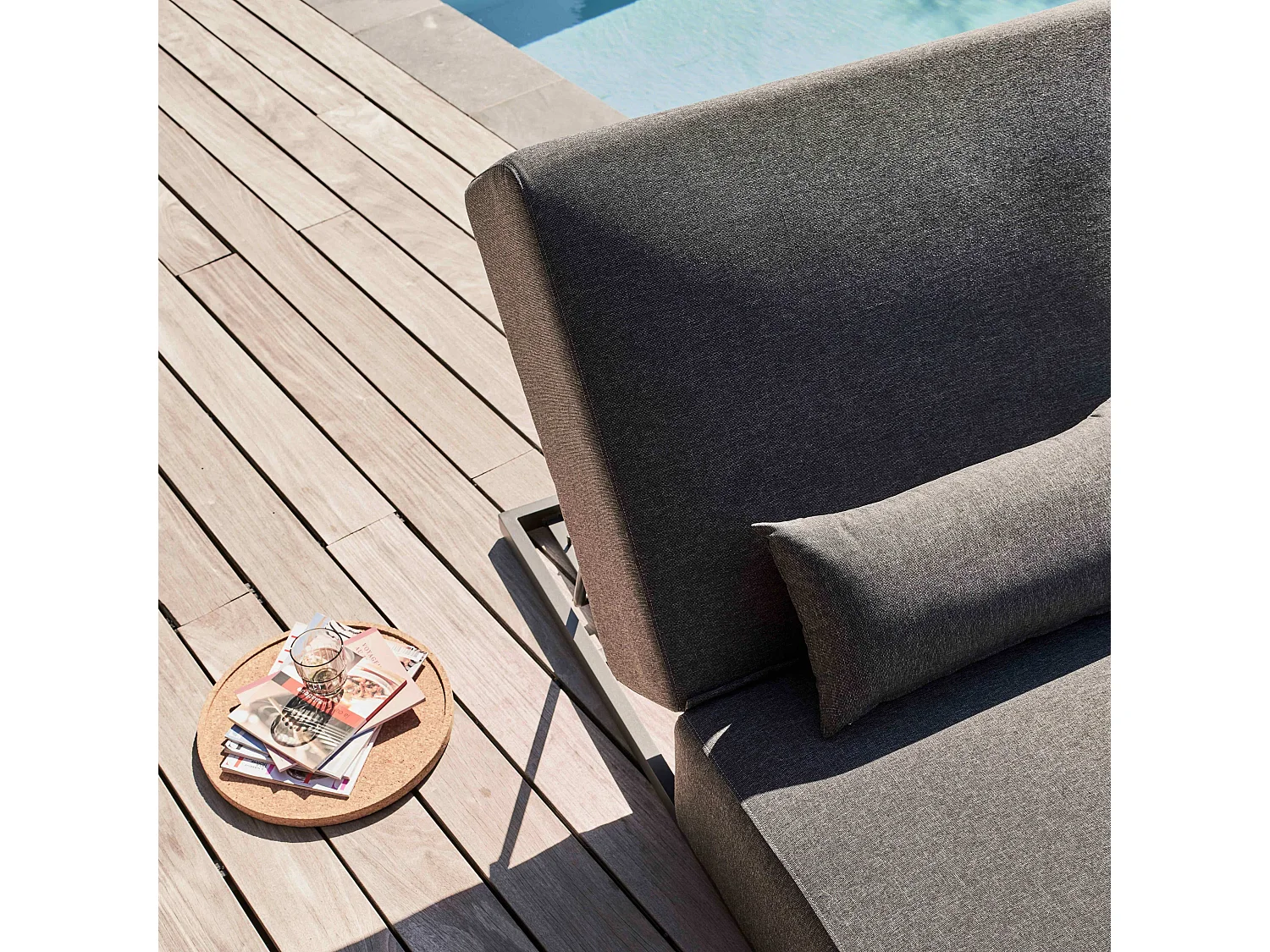 Bain de soleil avec coussin inclinable 5 positions gris - Havana