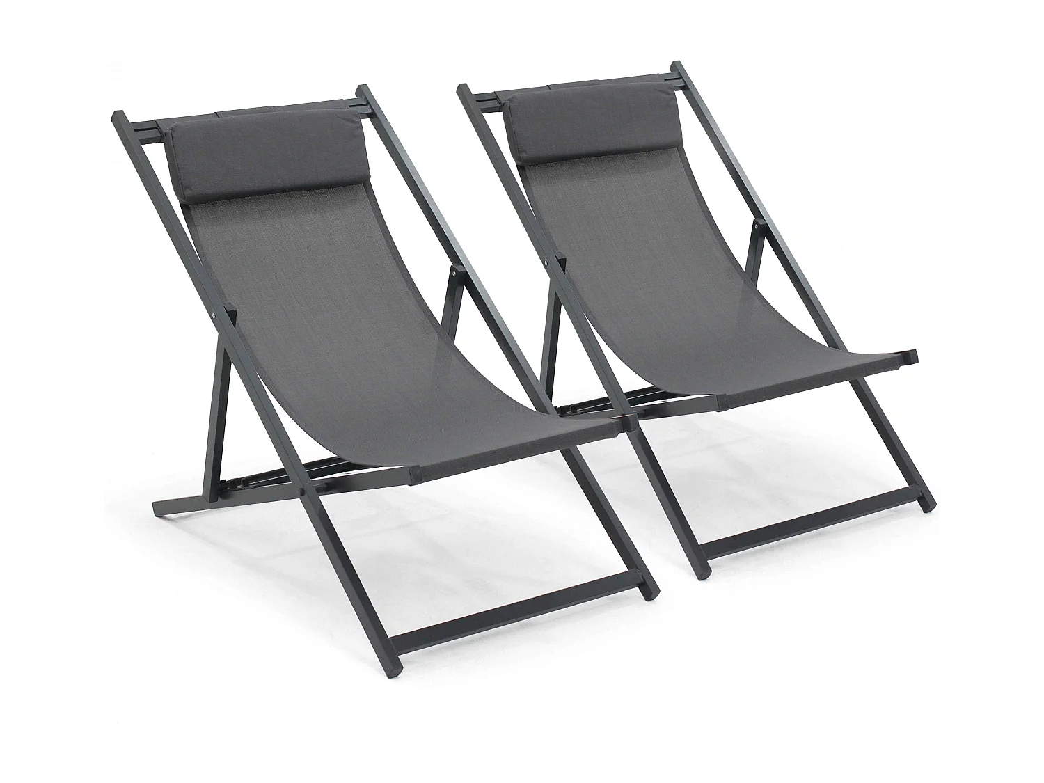 Lot de 2 transats en aluminium anthracite