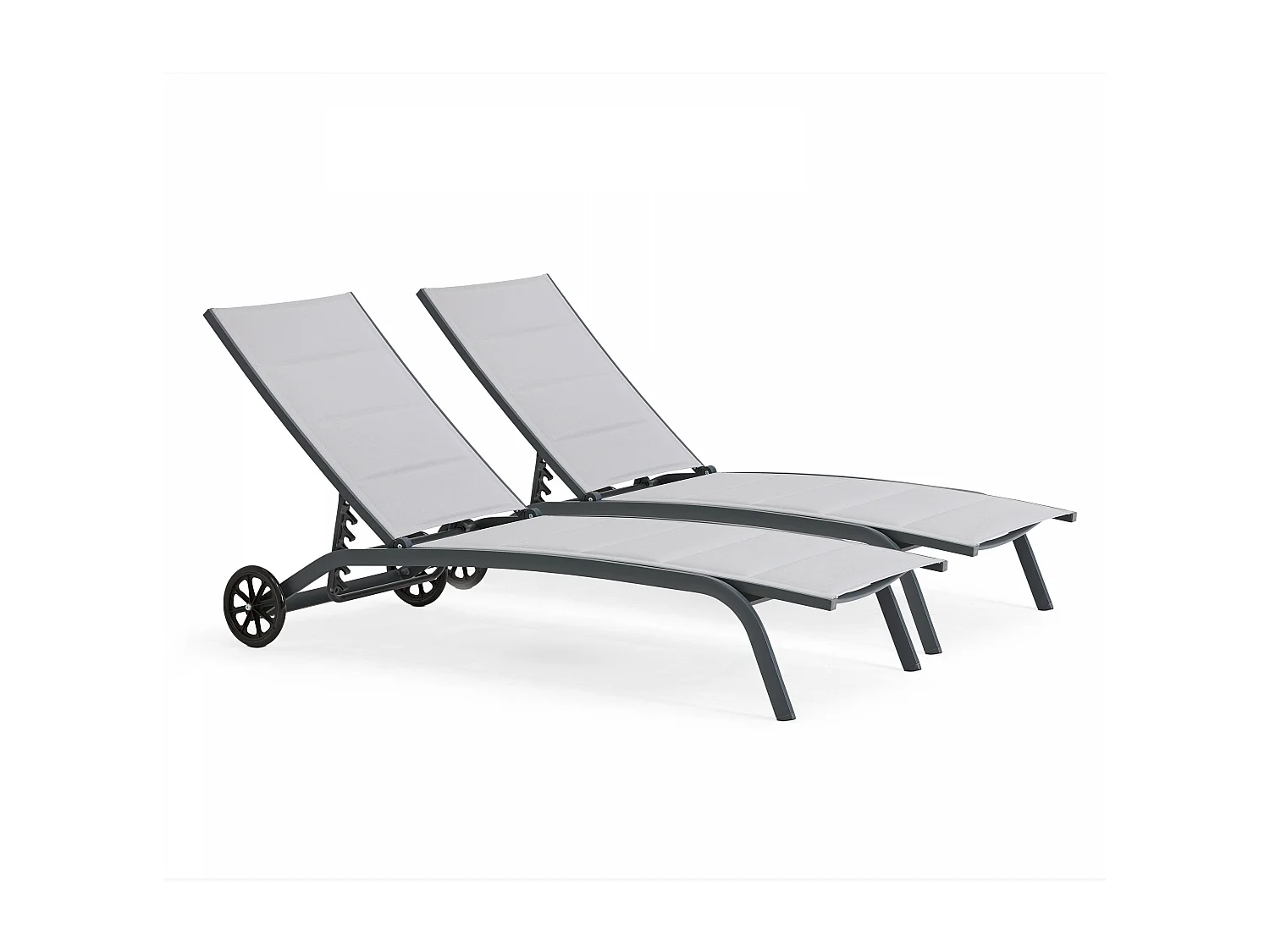 Lot de 2 bains de soleil en aluminium gris - Santa Monica