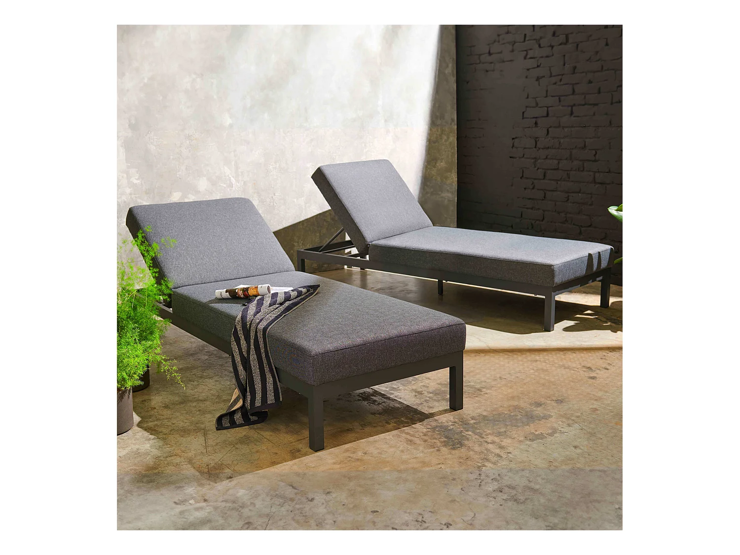 Lot de 2 bains de soleil en aluminium gris - Galapagos
