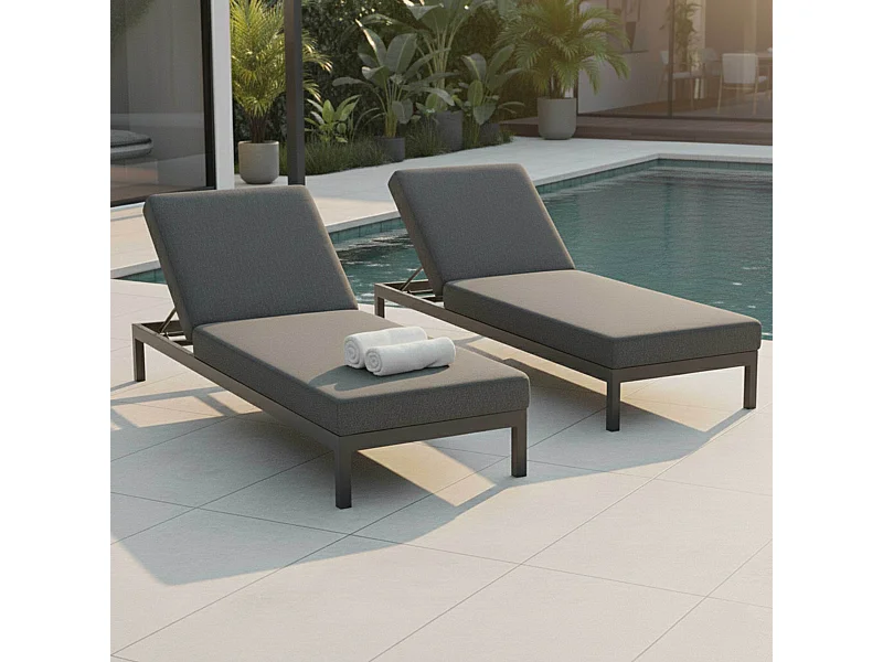 Lot de 2 bains de soleil en aluminium gris - Galapagos