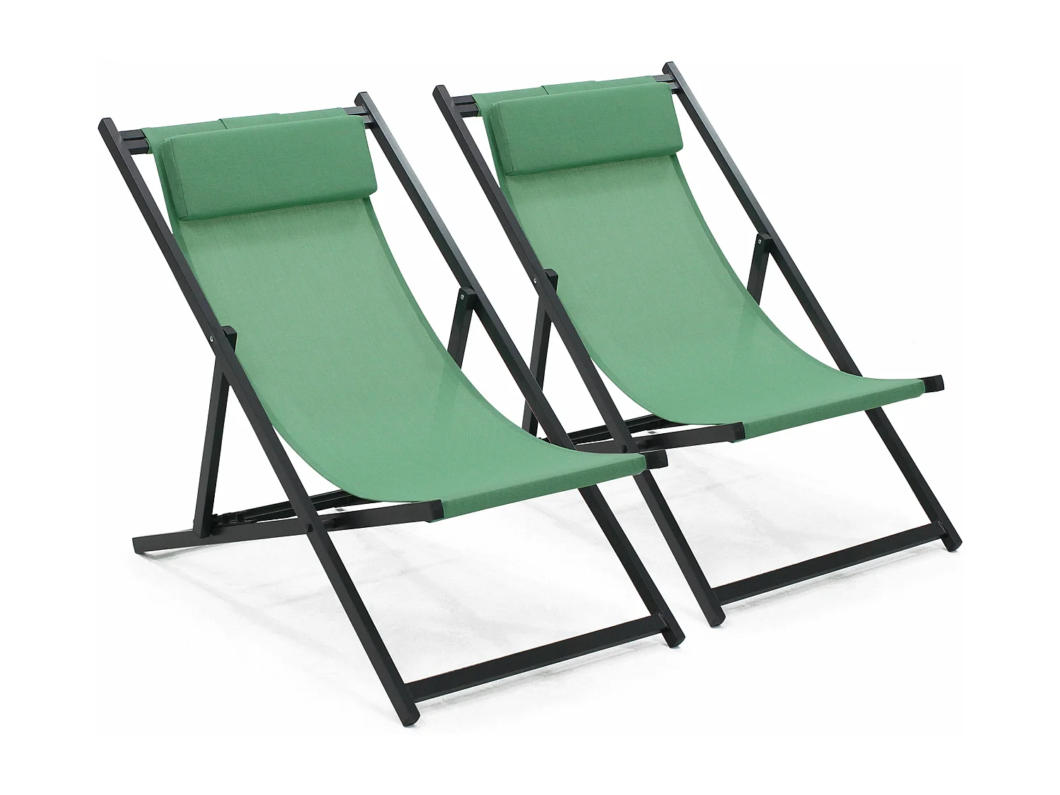 Lot de 2 transats en aluminium vert