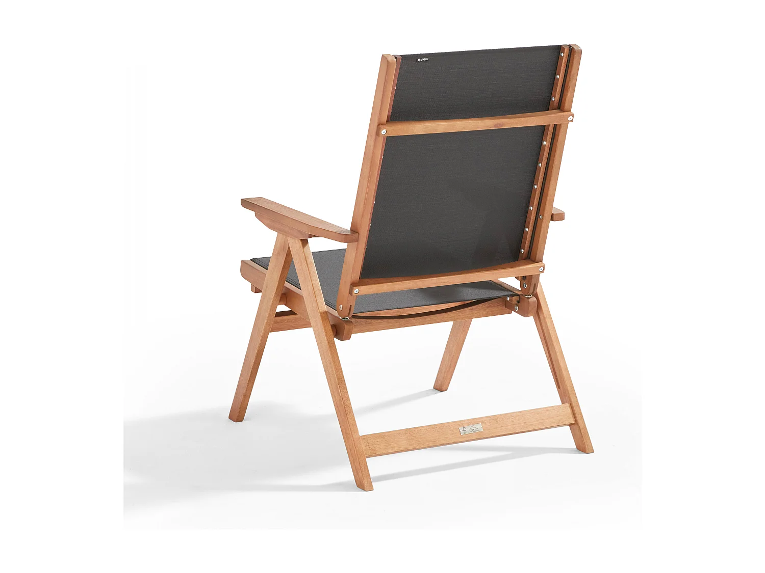 Fauteuil relax en bois d'eucalyptus avec repose-pieds gris
