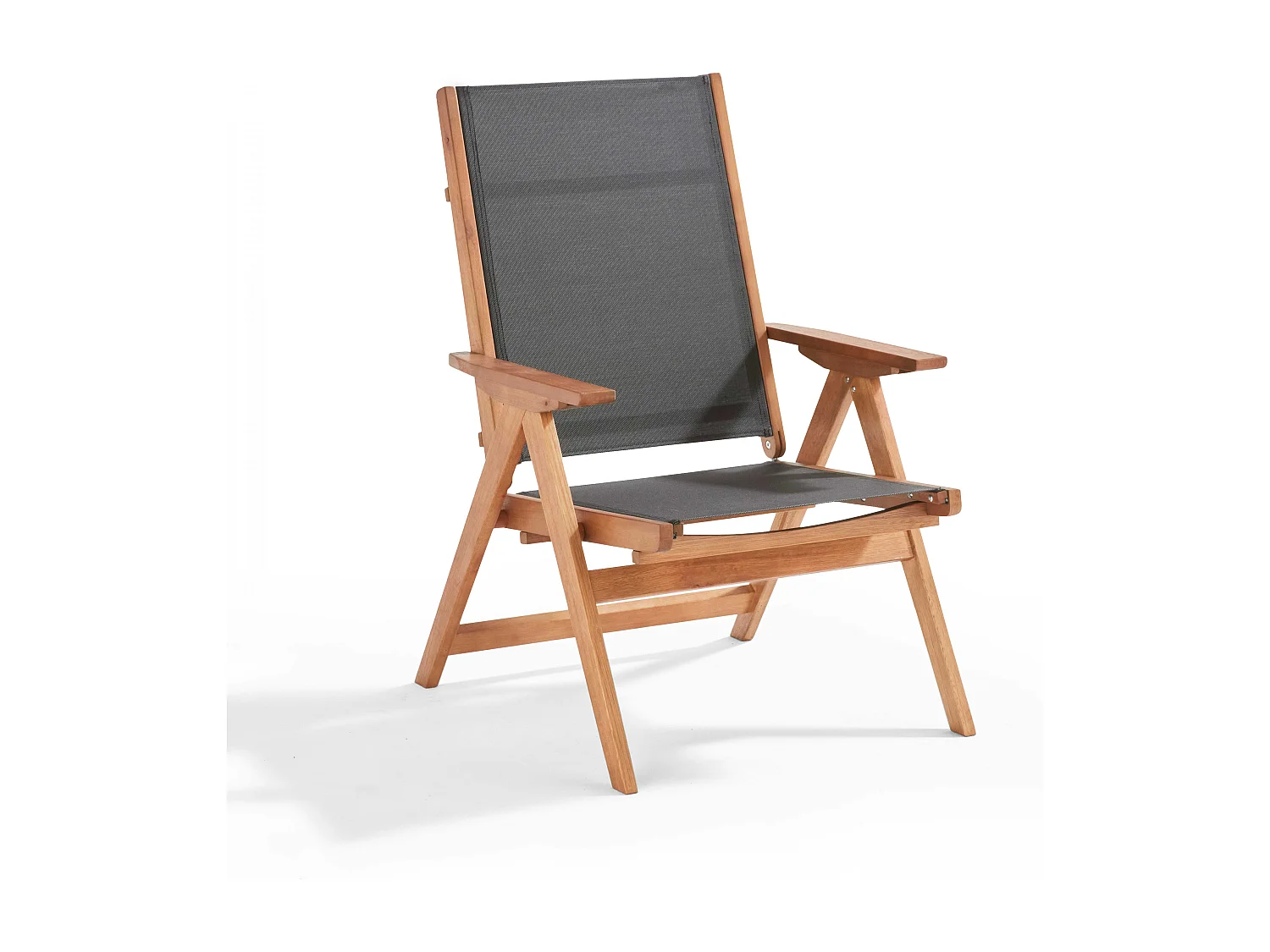 Fauteuil relax en bois d'eucalyptus avec repose-pieds gris