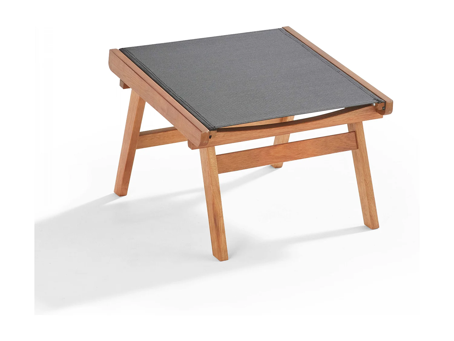 Fauteuil relax en bois d'eucalyptus avec repose-pieds gris