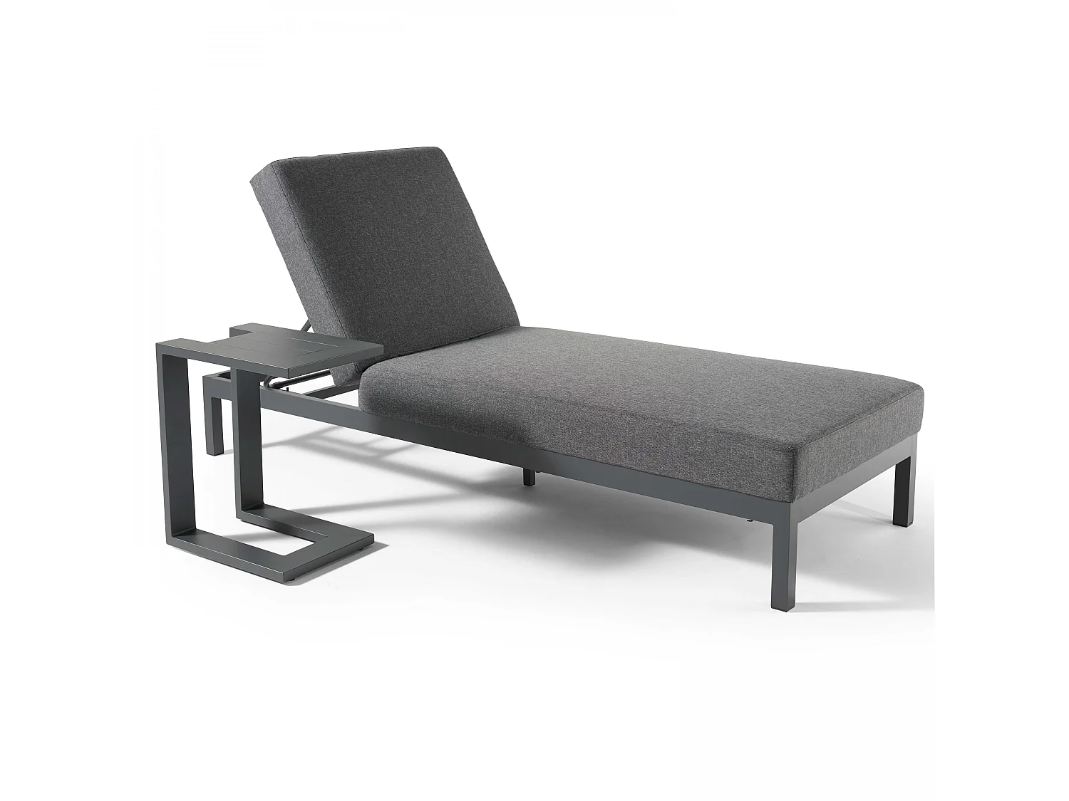 Conjunto de tumbonas con bandeja de aluminio gris