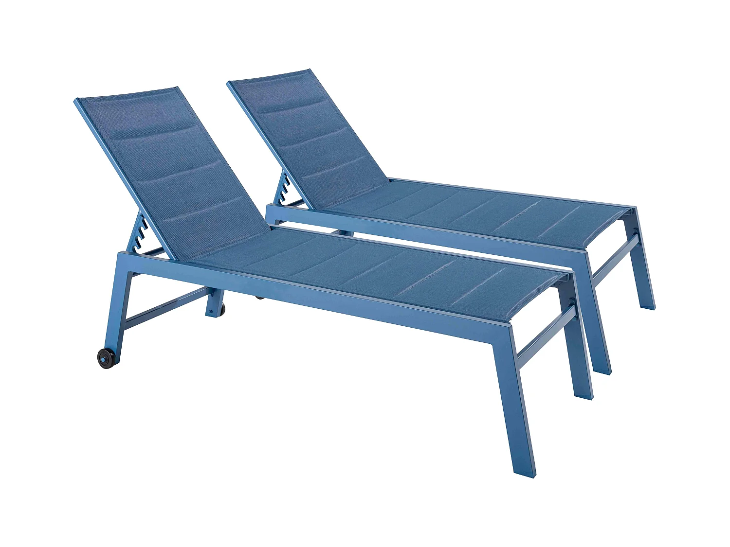 Lot de 2 bains de soleil en aluminium et textilène bleu pacifique - Noumea