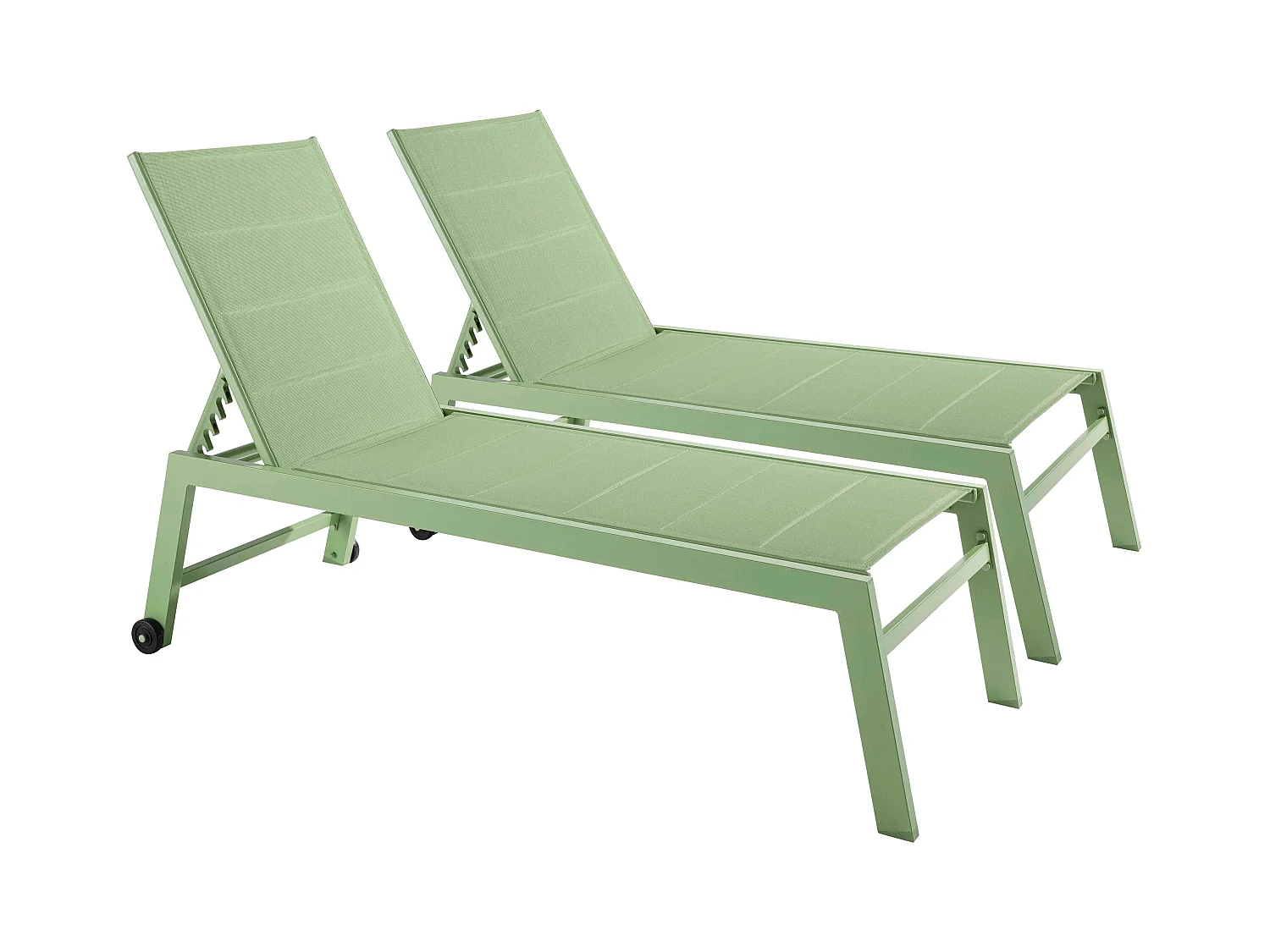 Lot de 2 bains de soleil en aluminium et textilène vert cactus - Noumea