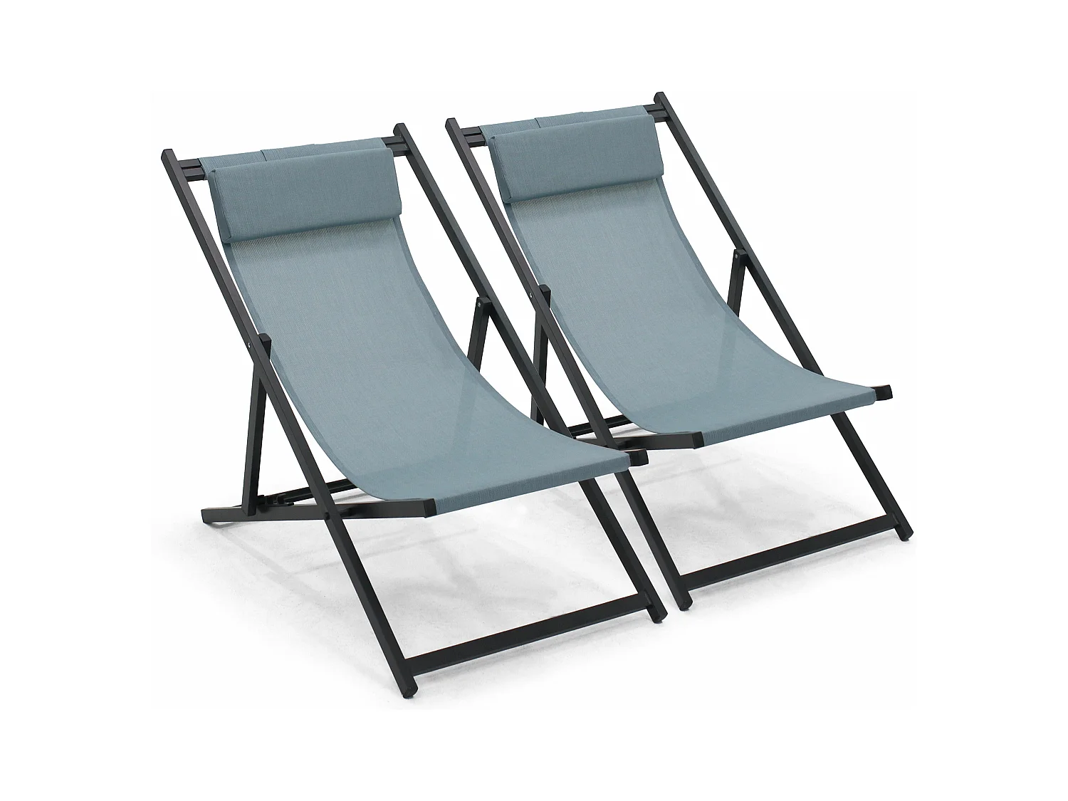 Lot de 2 transats en aluminium bleu