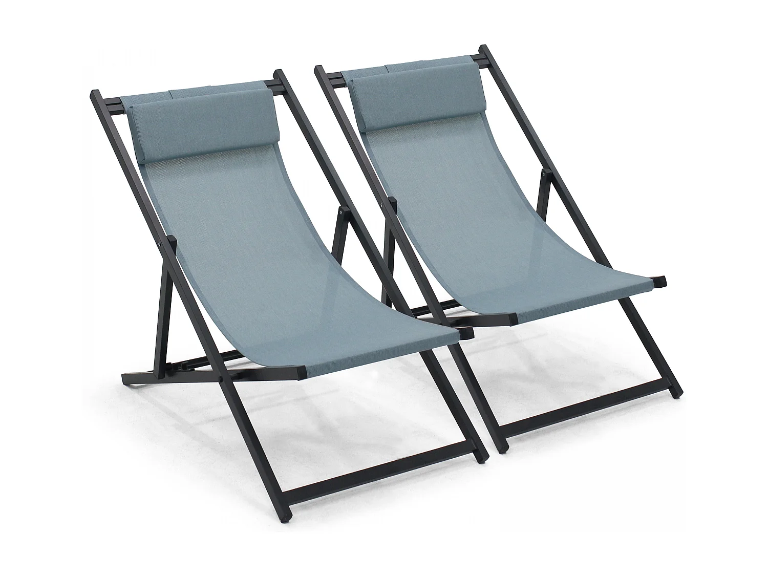 Set van 2 blauwe ligstoelen