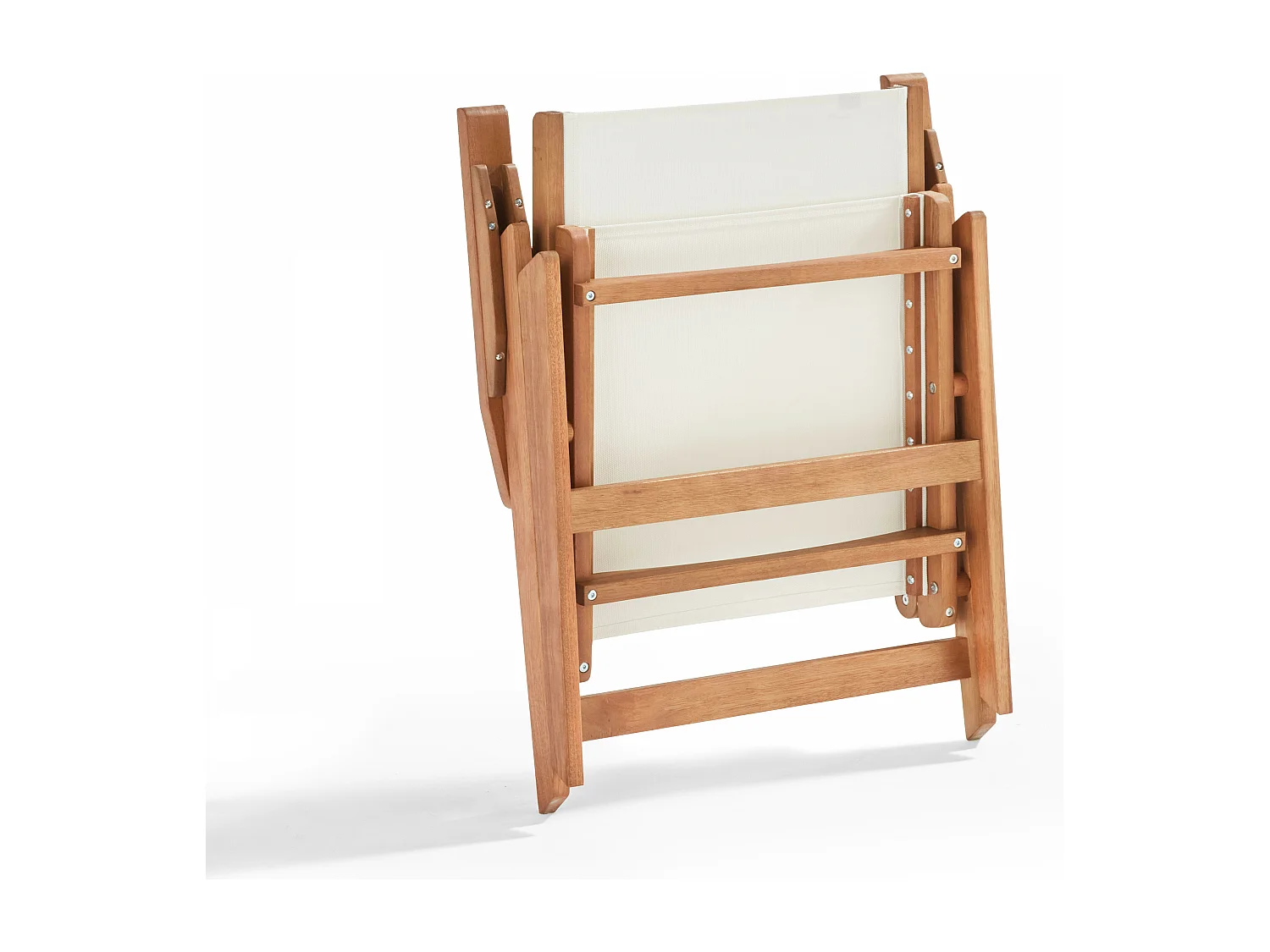 Fauteuil relax en bois d'eucalyptus avec repose-pieds blanc