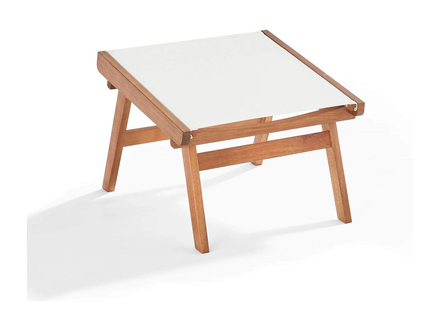 Fauteuil relax en bois d'eucalyptus avec repose-pieds blanc