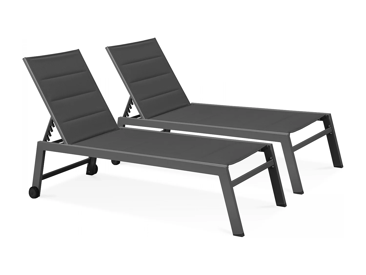 Lot de 2 bains de soleil en aluminium gris - Nouméa