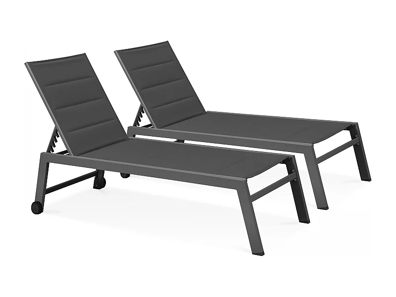 Lot de 2 bains de soleil en aluminium gris - Nouméa