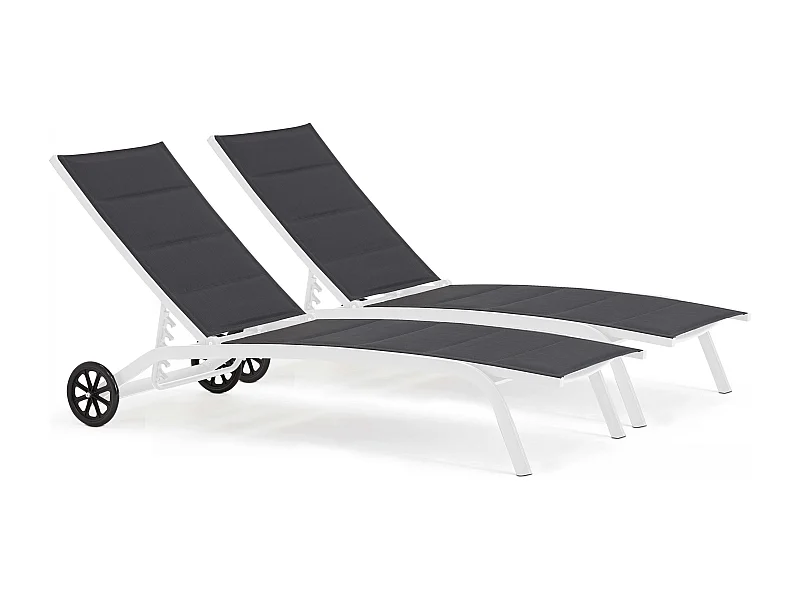 Lot de 2 bains de soleil en aluminium blanc - Santa Monica