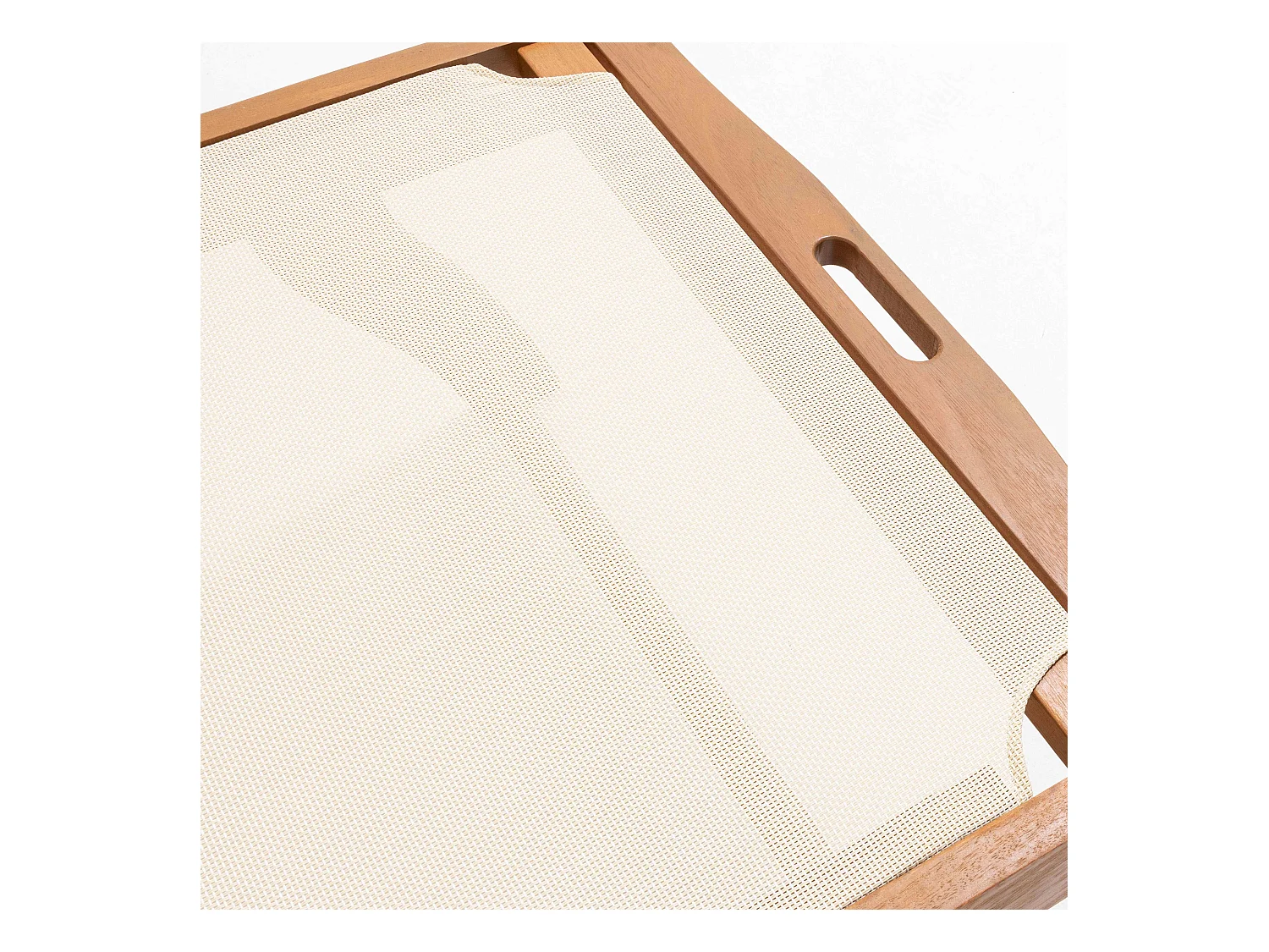 Lot de 2 bains de soleil en bois inclinable avec roues écru - Aubagne