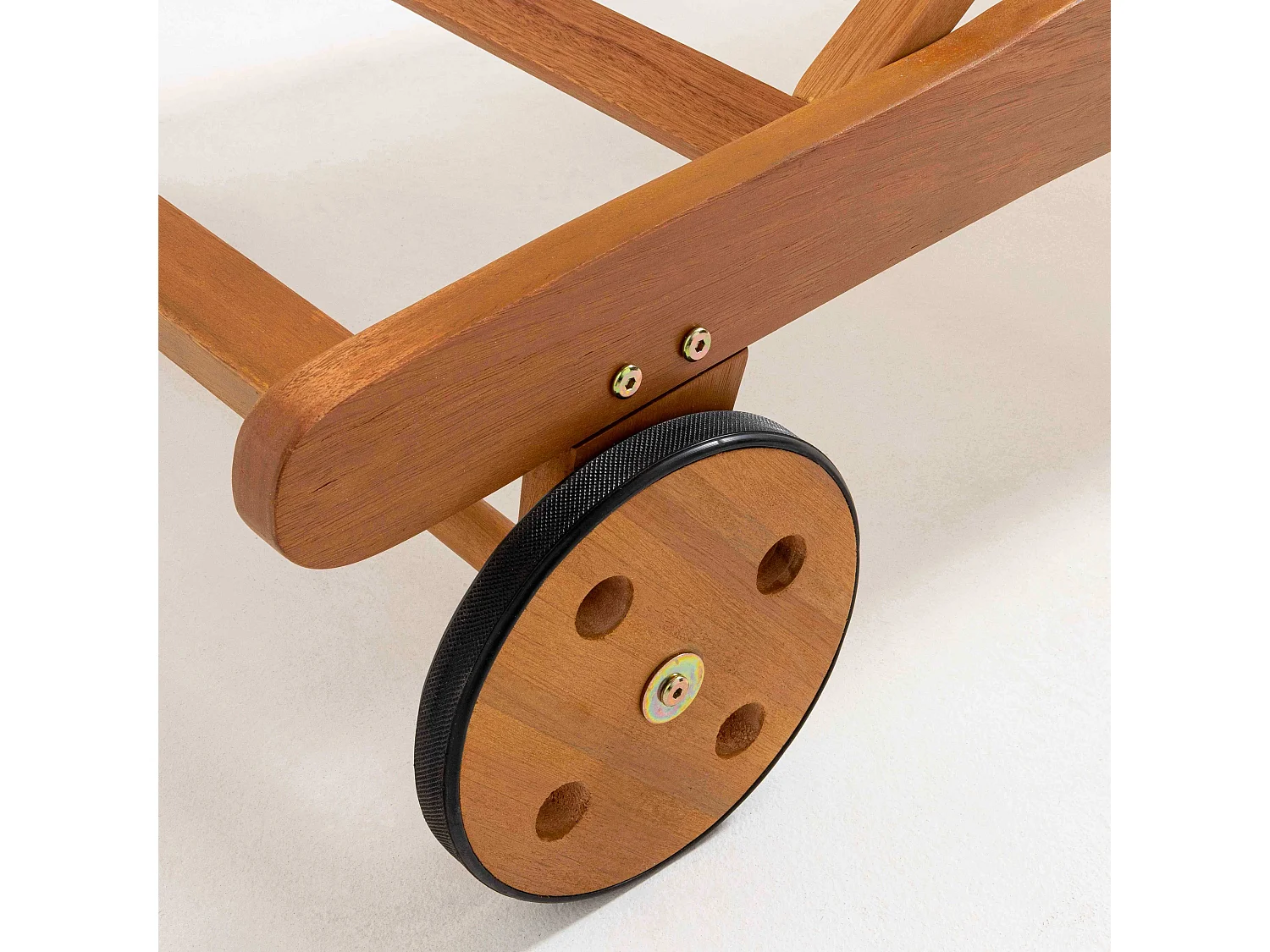 Lot de 2 bains de soleil en bois inclinable avec roues écru - Aubagne