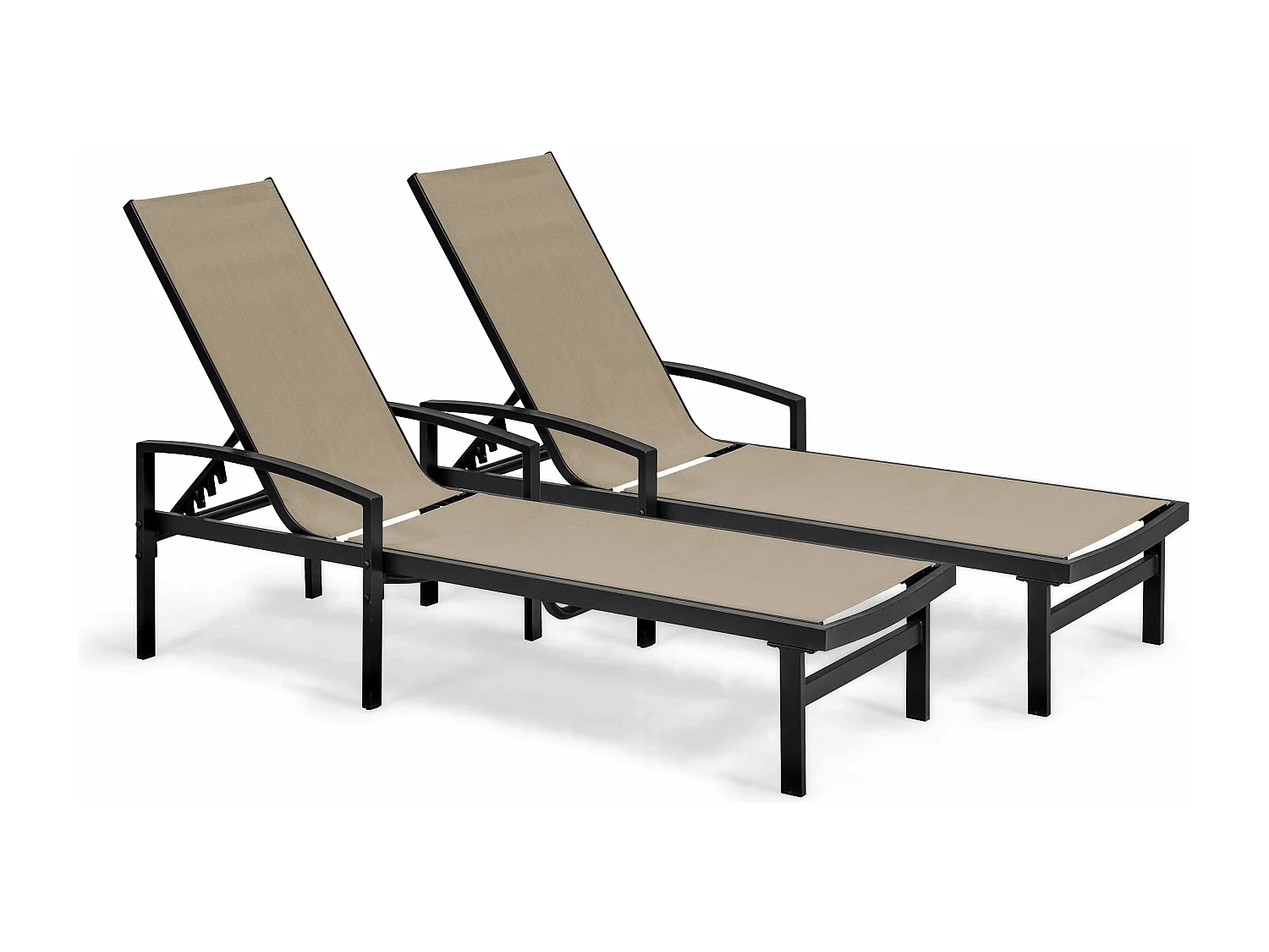 Lot de 2 bains de soleil en aluminium taupe - Oléron