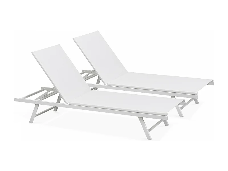 Lot de 2 bains de soleil en acier blanc - Tahiti