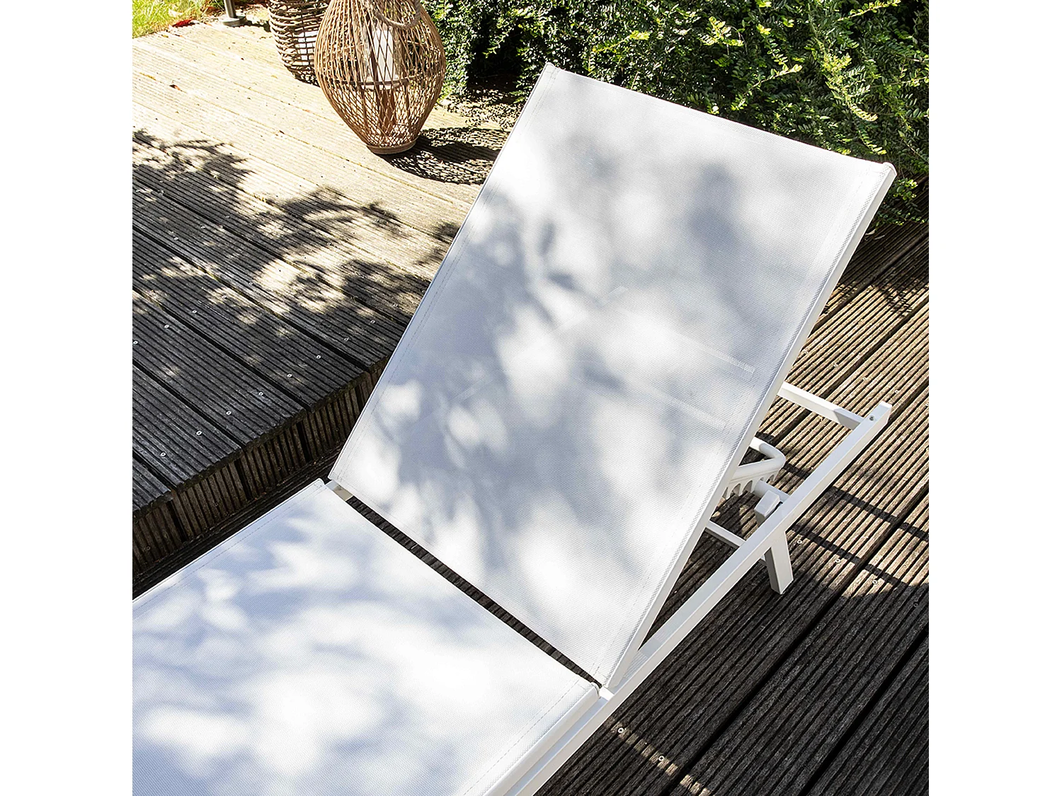 Lot de 2 bains de soleil en acier blanc - Tahiti