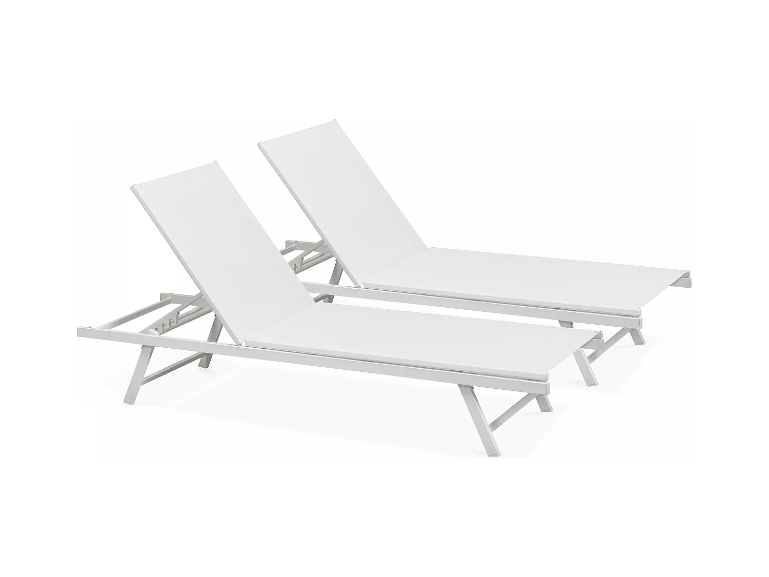 Set van 2 witte stalen ligstoelen