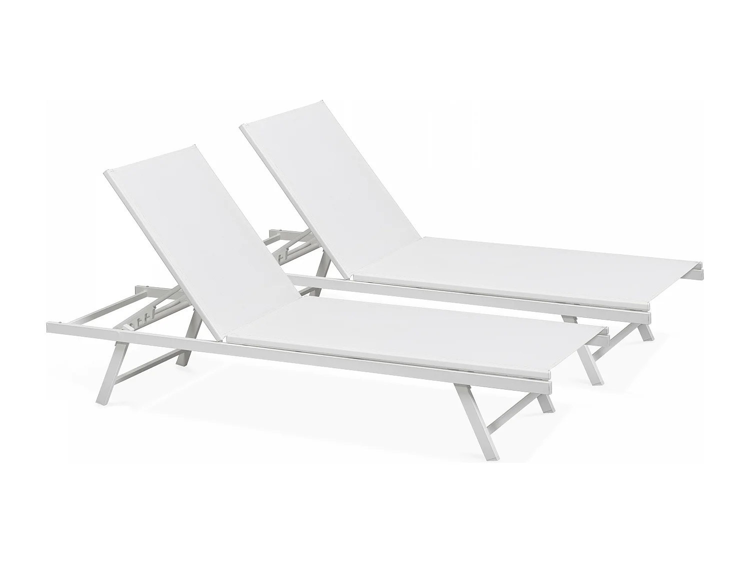 Lot de 2 bains de soleil en acier blanc - Tahiti