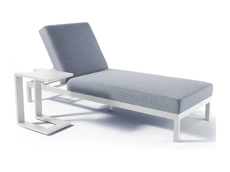 Ensemble bain de soleil avec tablette en aluminium blanc - Galapagos