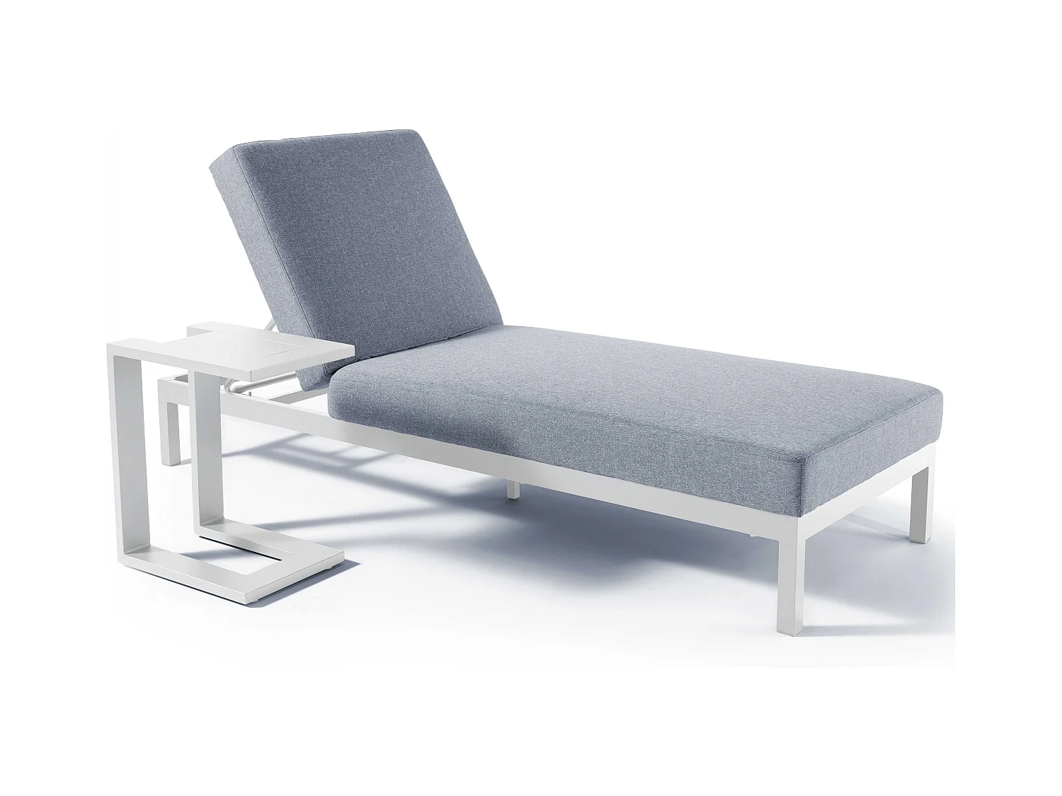 Ensemble bain de soleil avec tablette en aluminium blanc - Galapagos