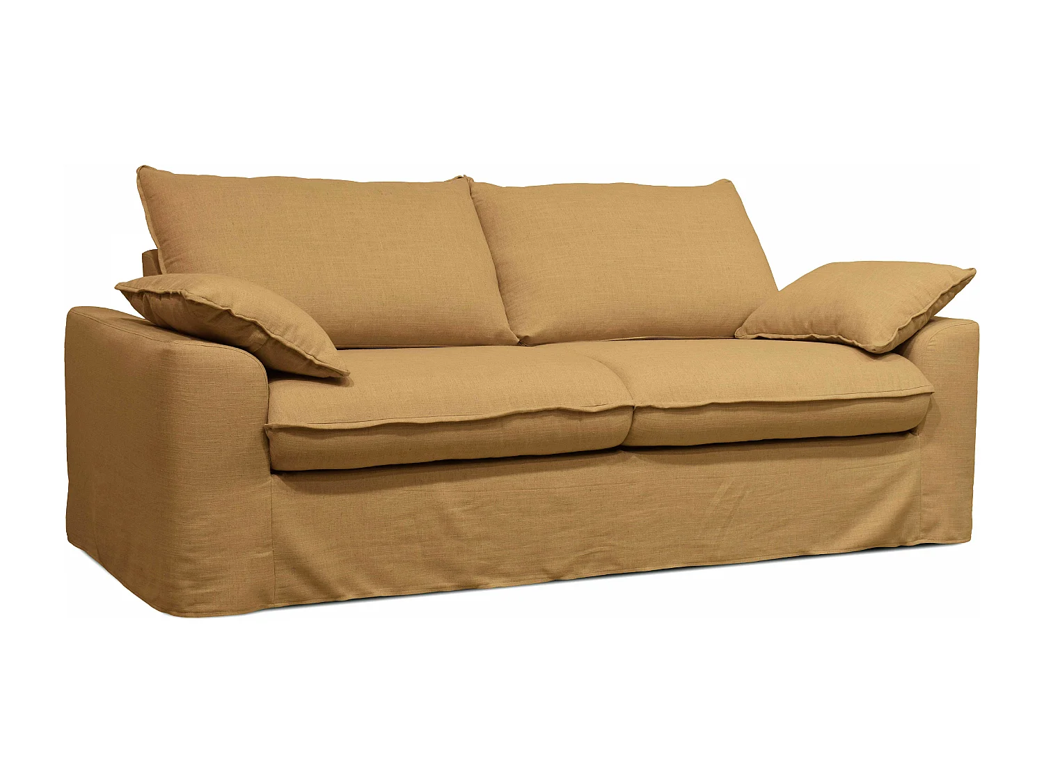 Canapé convertible en tissu 3 places ocre L 205 cm