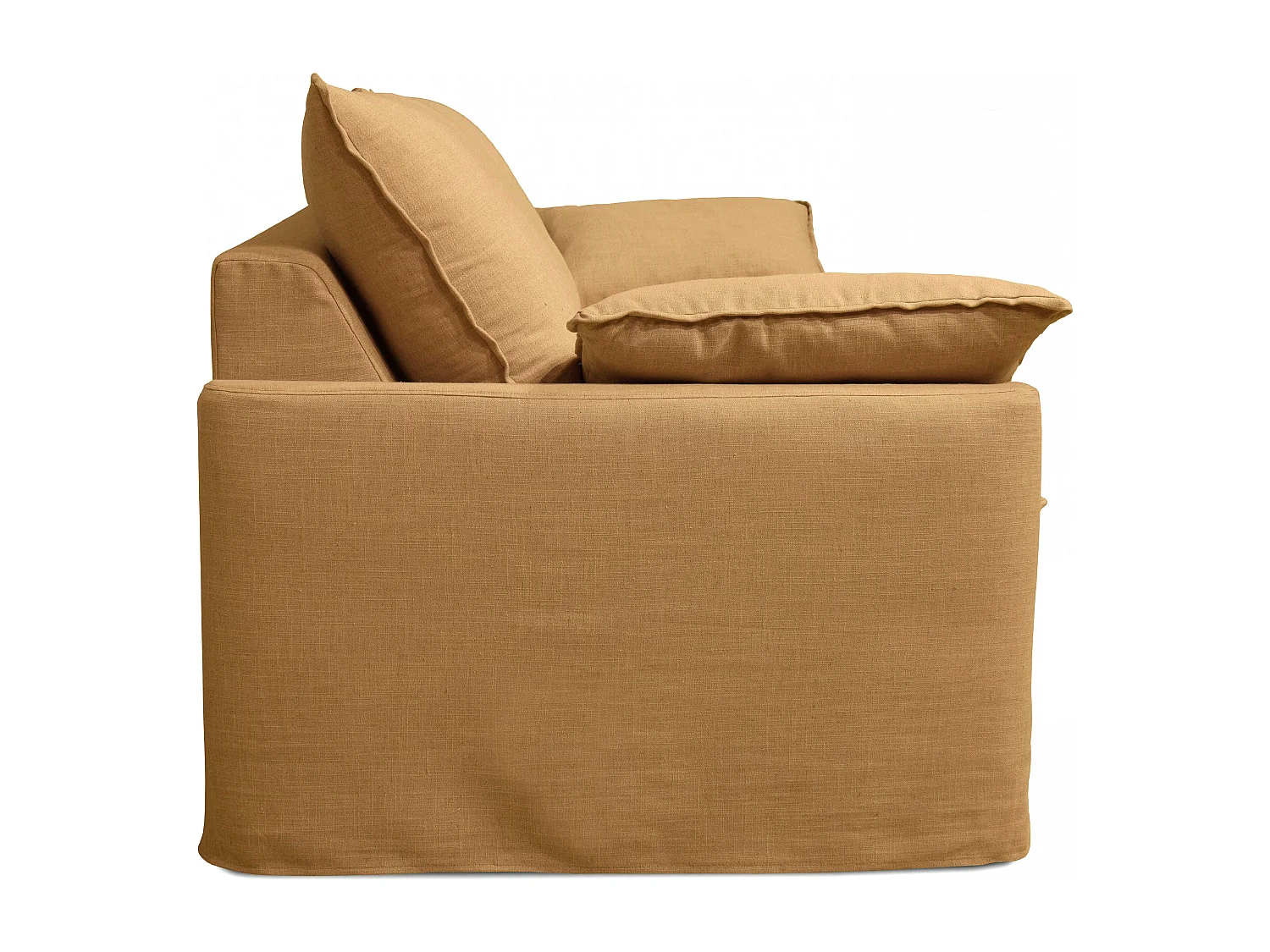 Canapé convertible en tissu 3 places ocre L 205 cm