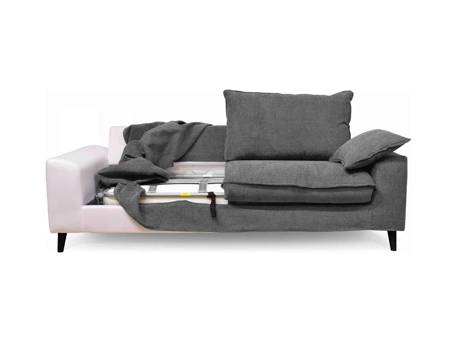Canapé convertible en tissu chiné 3 places gris clair