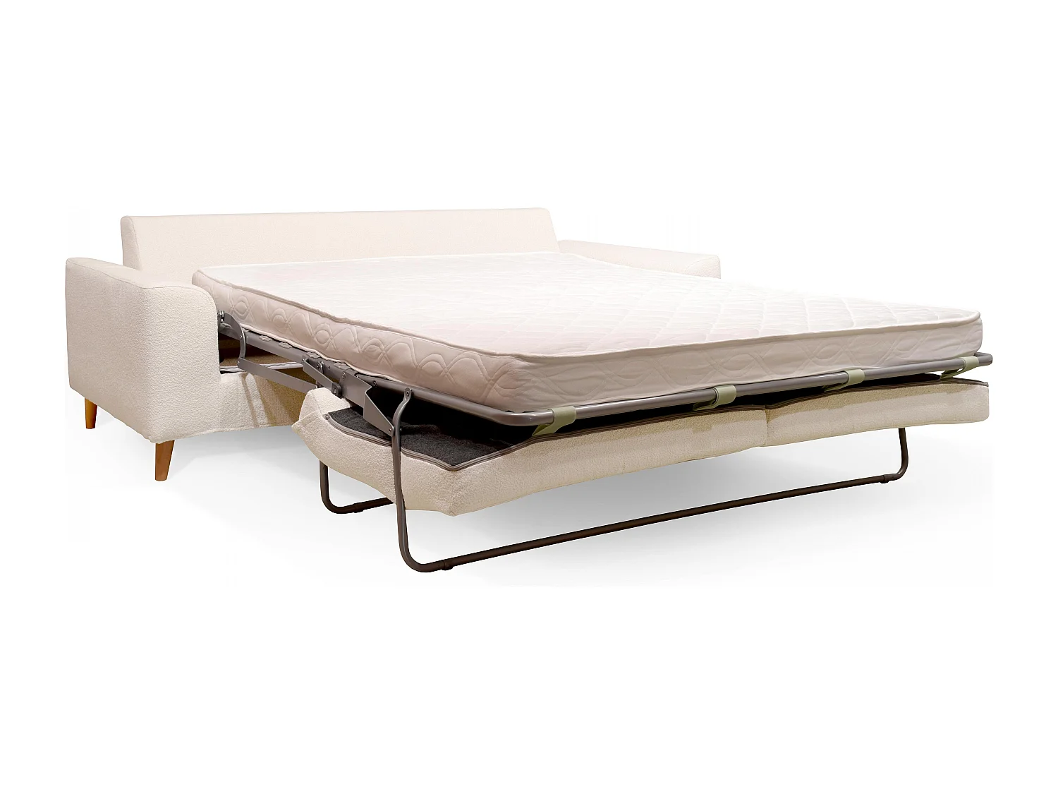 Canapé convertible tissu bouclette 3 places blanc