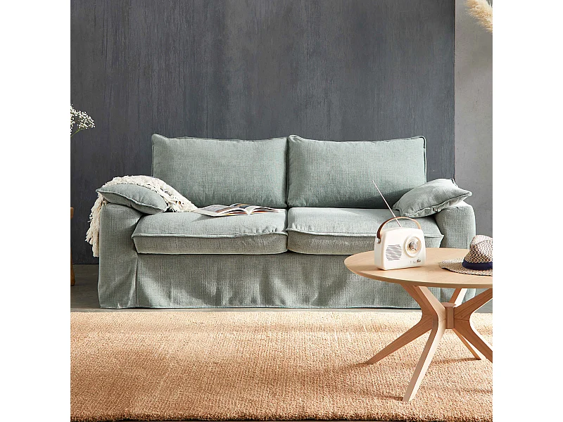 Canapé convertible en tissu texturé 3 places vert gris