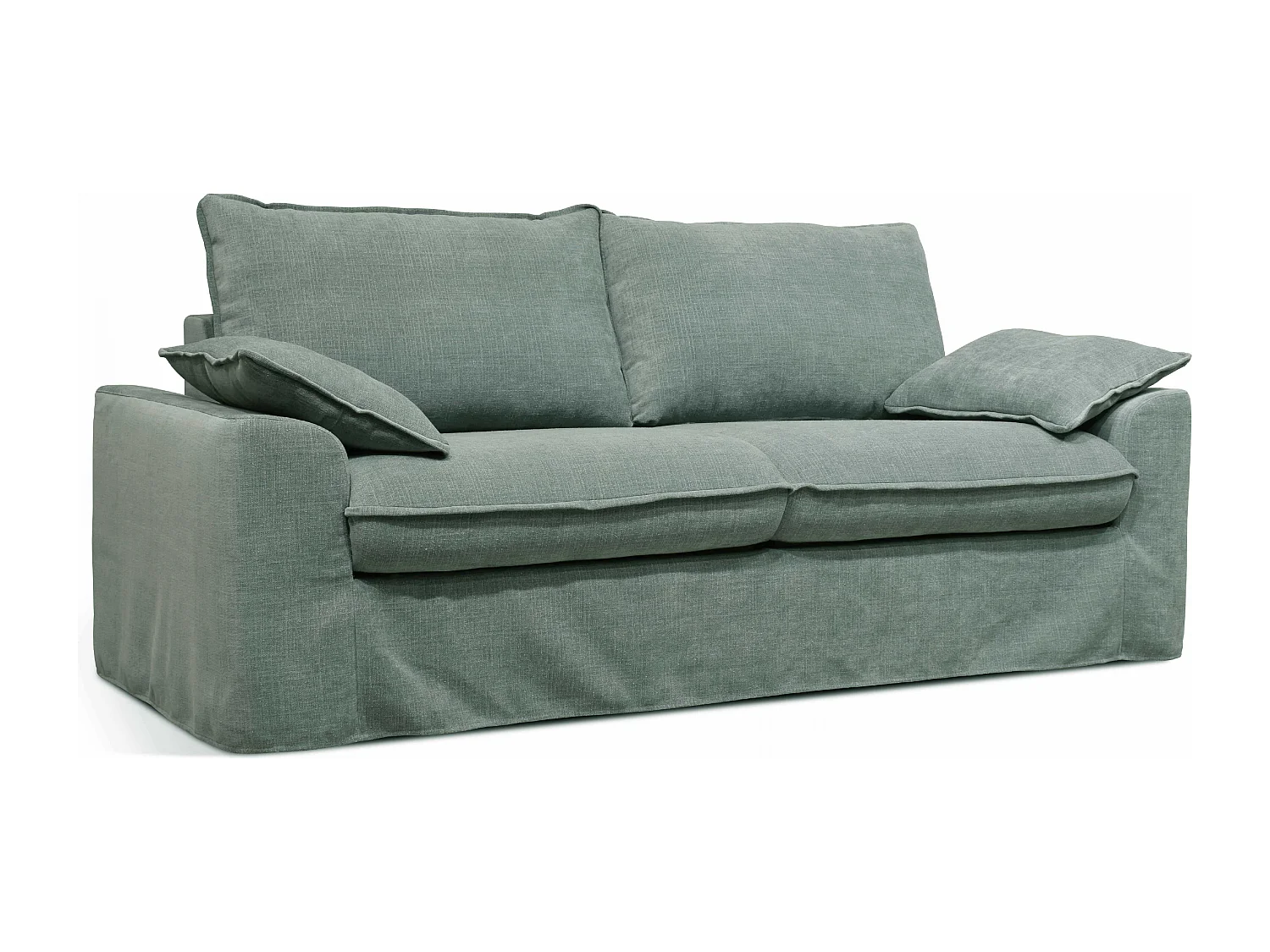 Canapé convertible en tissu texturé 3 places vert gris L 205 cm