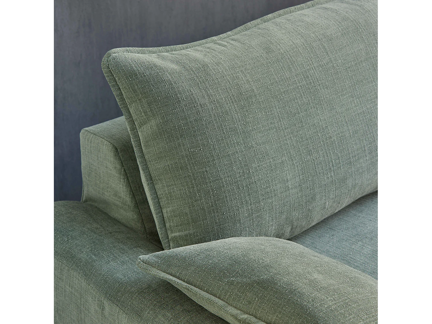 Canapé convertible en tissu texturé 3 places vert gris L 205 cm