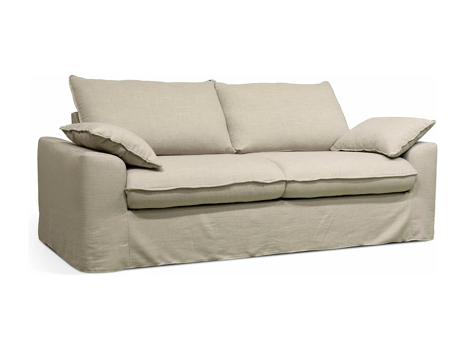 Canapé convertible en tissu 3 places beige L 205 cm