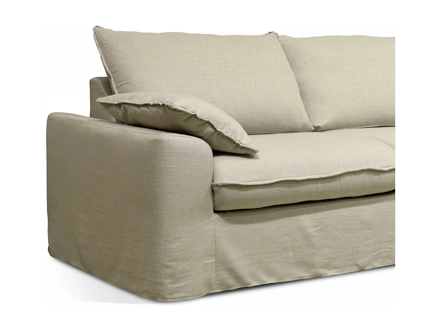 Canapé convertible en tissu 3 places beige L 205 cm