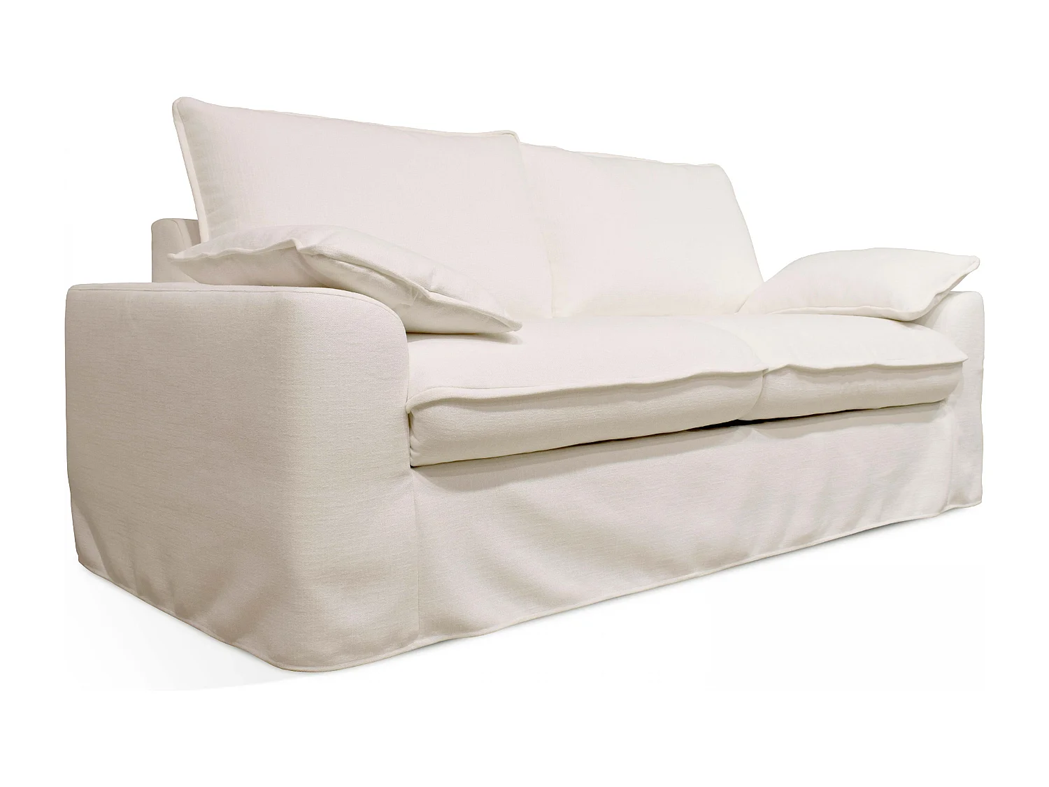 Canapé convertible en tissu texturé 3 places blanc L 205 cm